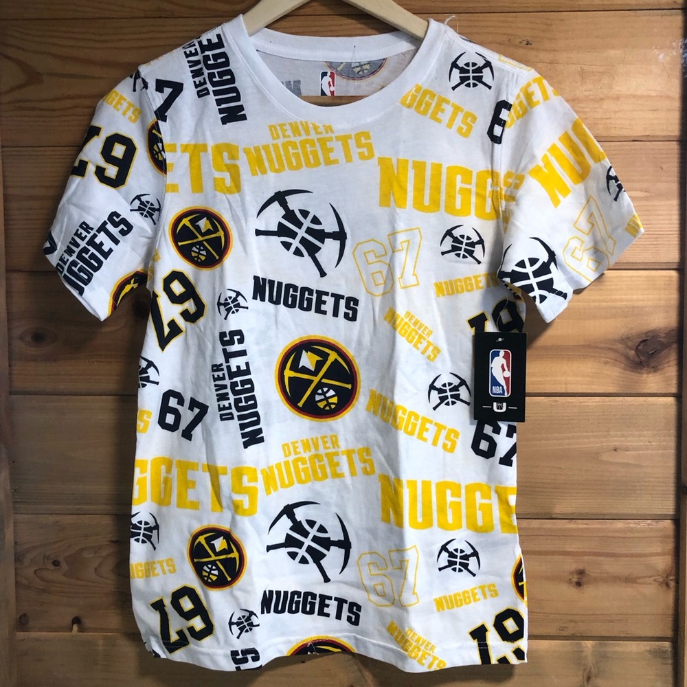 NWT NBA Denver Nuggets T-Shirt Boys Size L 14-16 All Over Print